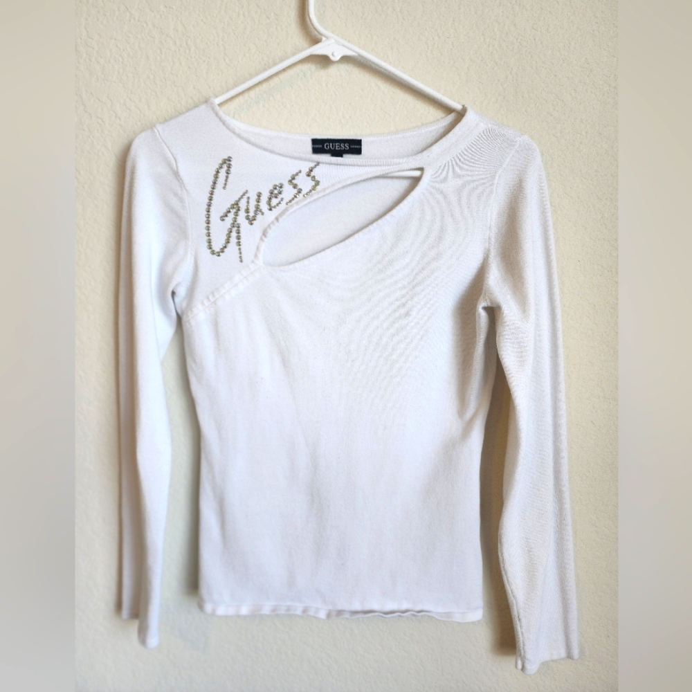GUESS JR. WOMEN'S KNIT VANILLA WHITE TOP SIZE S NWT